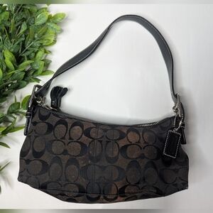 Y2K Coach Signature Fabric Black Shoulder Bag 6371